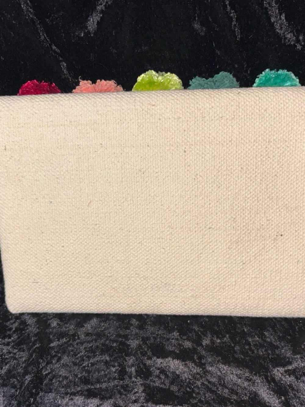Stella & Dot Taj Raffia Pom Pom Envelope Clutch One Size Cream Multicolor EUC